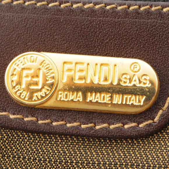 Fendi F canvas Zucca handbag fittings Brown metal - Picture 6 of 10